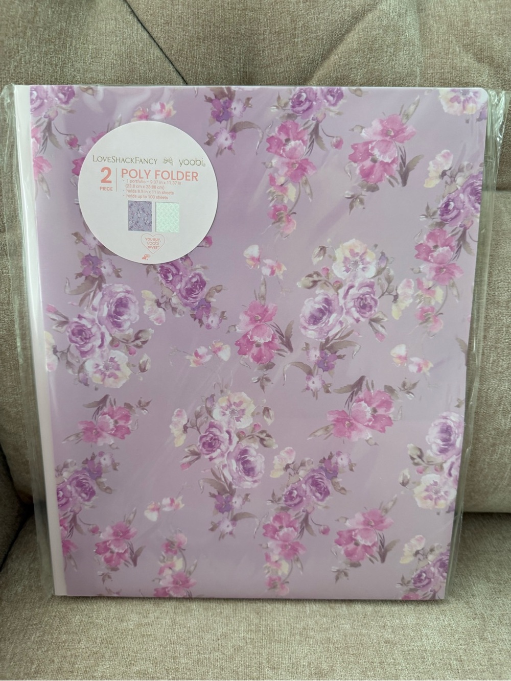 💜LoveShackFancy x Target Yoobi BUNDLE 4 pc Accessory Pouch, Comp Book, 2 Folders - Picture 2 of 5